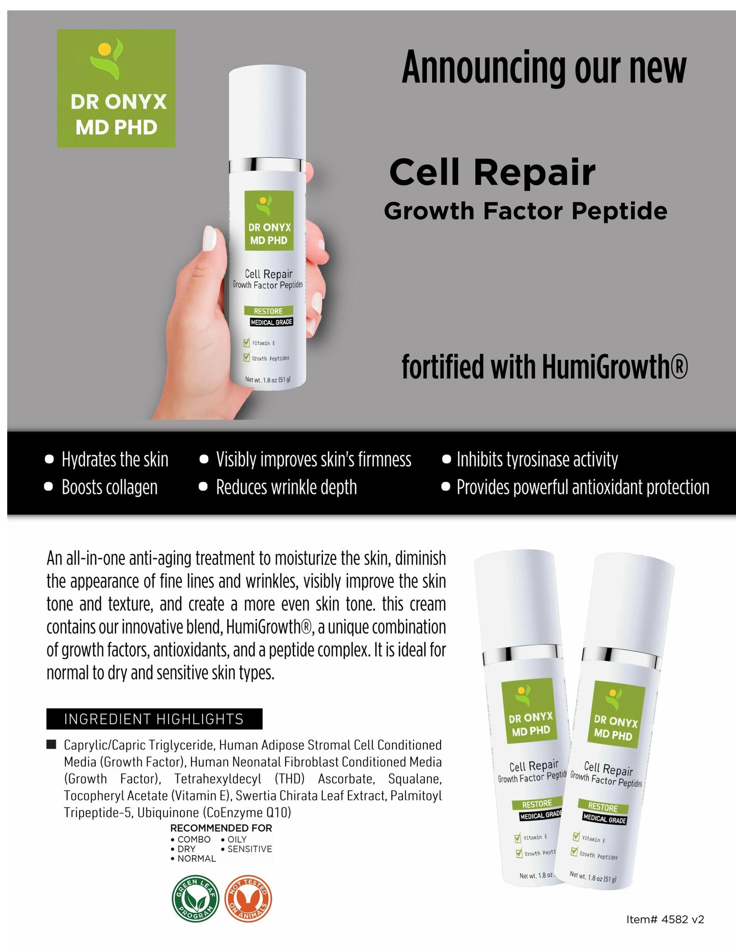 Cellular Repair Growth Factor Peptide Serum (MD PhD Formulated)