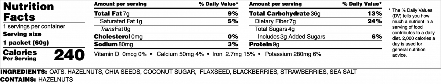 Low FODMAP Gluten Free Protein Superfood Oatmeal- Hedgerow