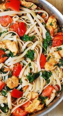 Vegetable Brown Rice Pasta with Shrimp Recipe