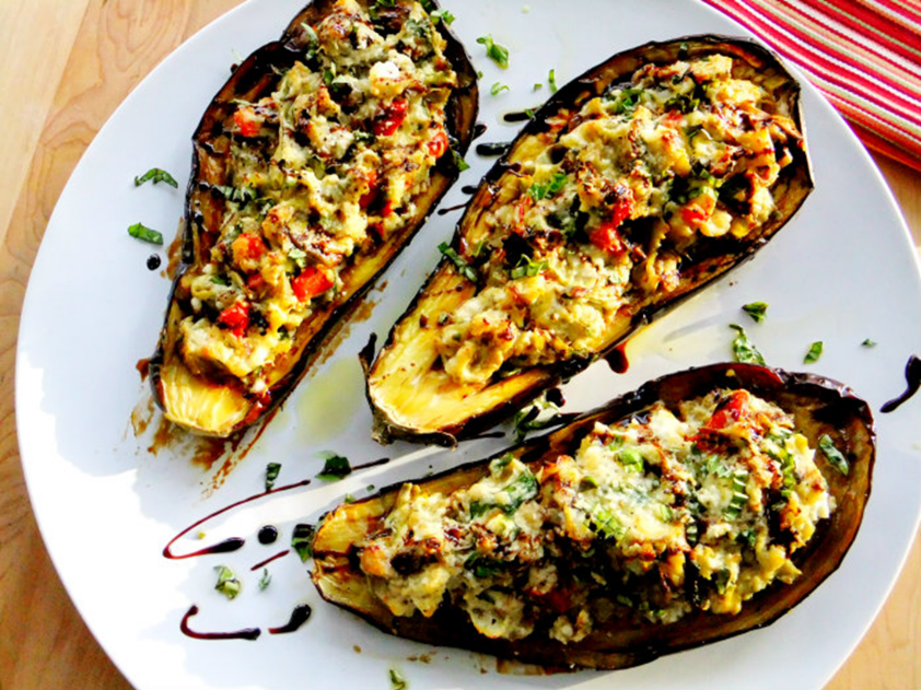 Stuffed Eggplant Parmesan With Chicken Recipe