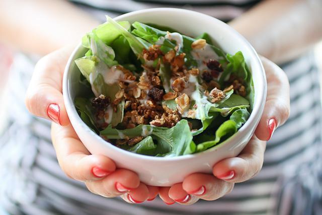 Salad with Savory Granola & Yogurt Dressing Recipe