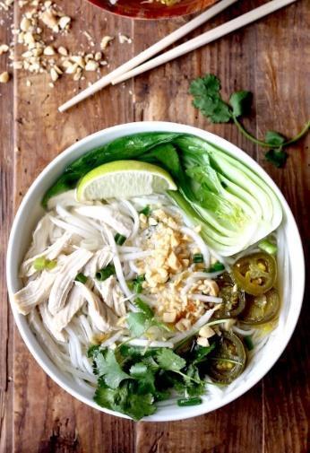 Rice Noodles Soup with Chicken & Bok Choy Recipe