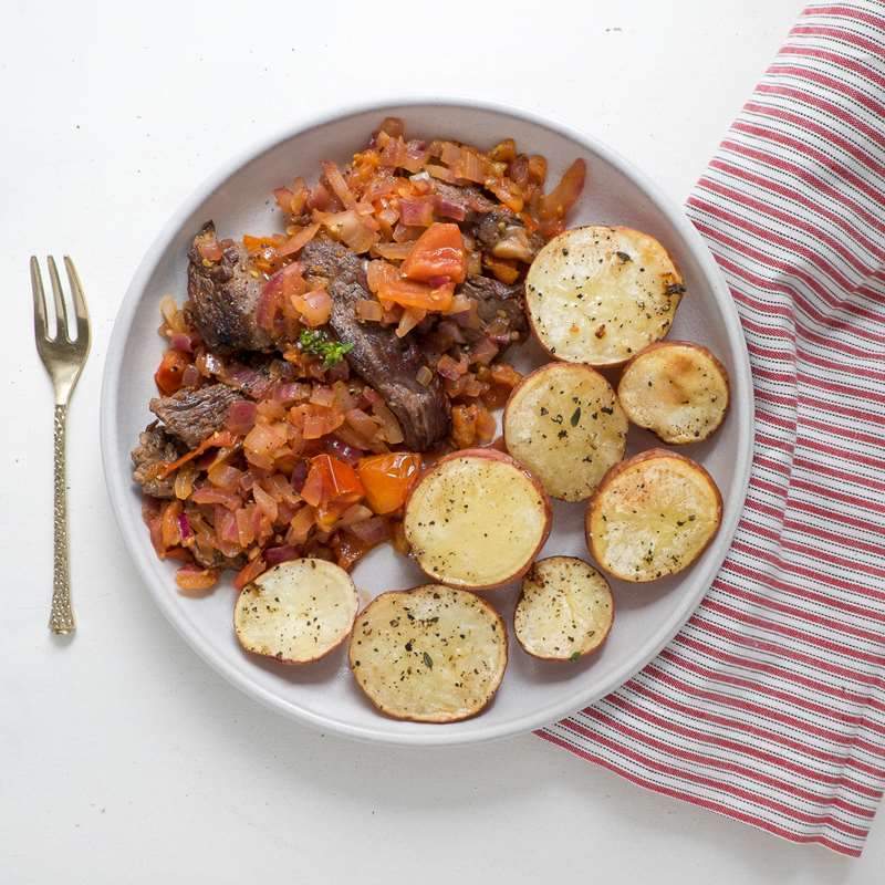 Low FODMAP Beef Saltado with Roasted Potatoes Recipe