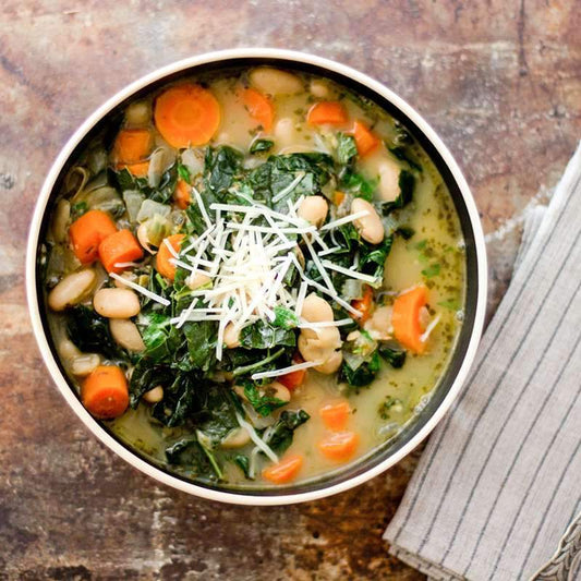 One Pot Vegetarian: Hearty Italian Vegetable Soup with Pesto