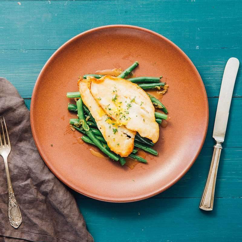 Low FODMAP Sole Meuniere with Green Beans Recipe