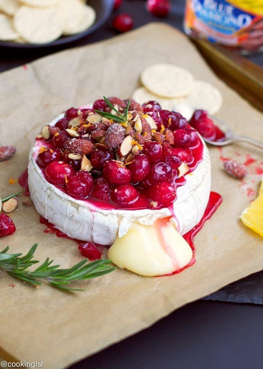 Low FODMAP Baked Brie and Cranberry Sauce and Candied Pecans Recipe