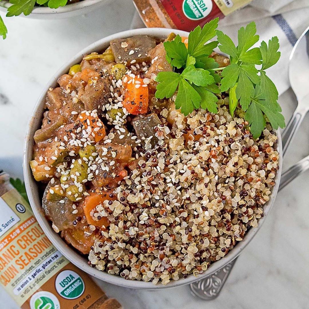 Low FODMAP Vegan Spice Eggplant Stew with Quinoa