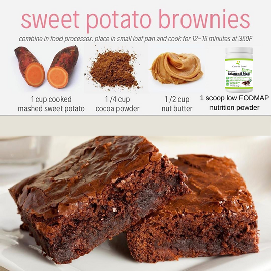 Low FODMAP Sweet Potato Protein Brownies (Grain, Dairy, Egg Free)