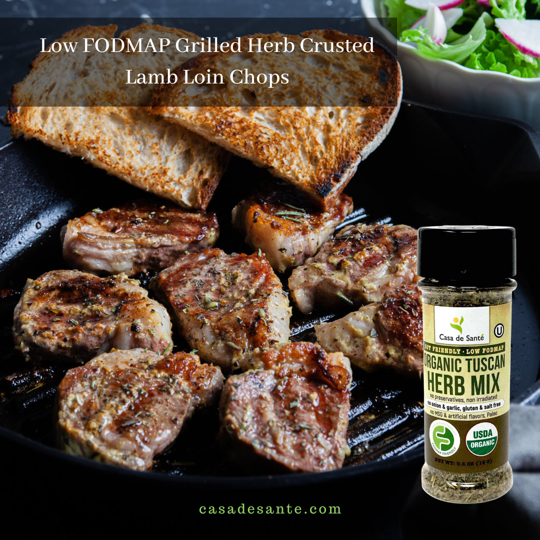 Low FODMAP Grilled Herb Crusted Lamb Loin Chops