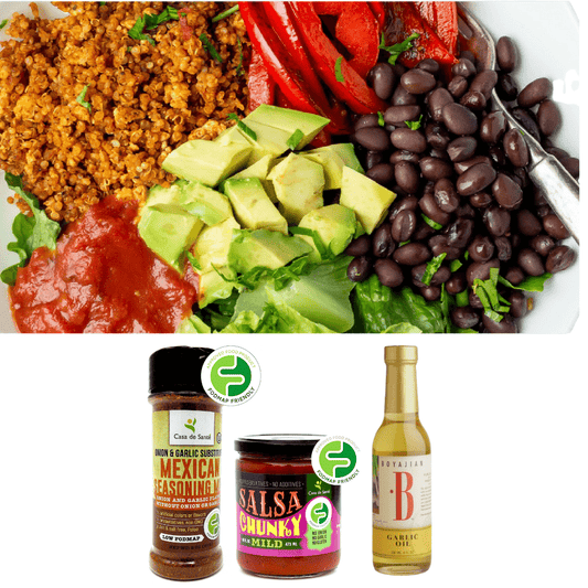 Low FODMAP Burrito Bowl with Quinoa Tofu Taco Filling - Immune Support Recipe - casa de sante