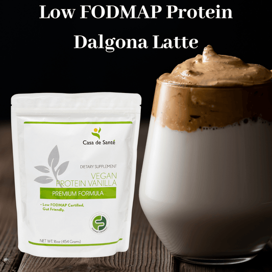 Low FODMAP Dalgona Protein Latte - casa de sante