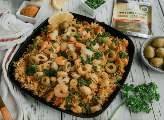 Low FODMAP One Pot Adobo Seafood Paella Recipe - casa de sante