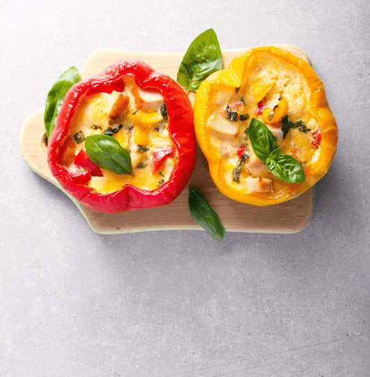 Low FODMAP Scrambled Eggs Stuffed Bell Pepper Recipe - casa de sante