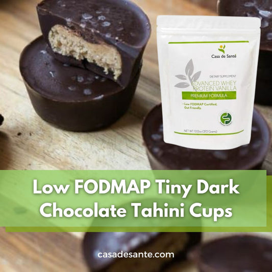 Low FODMAP Tiny Dark Chocolate Tahini Cups - casa de sante