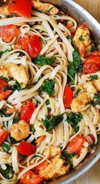 Low FODMAP Vegetable Brown Rice Pasta with Shrimp Recipe - casa de sante