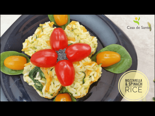 Low FODMAP Vegetarian Mozzarella & Spinach Rice Recipe (Video) - casa de sante