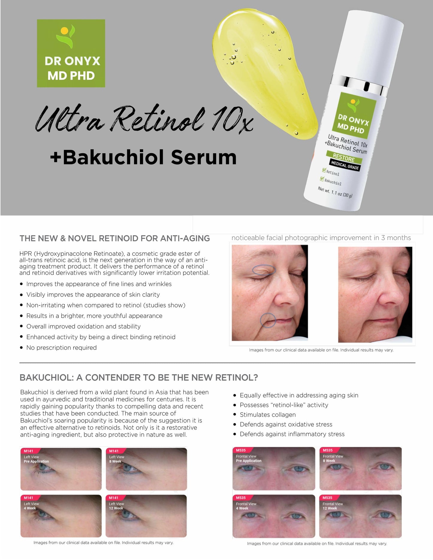 Retinol + Bakuchiol Age Defense Serum (MD PhD Formulated)