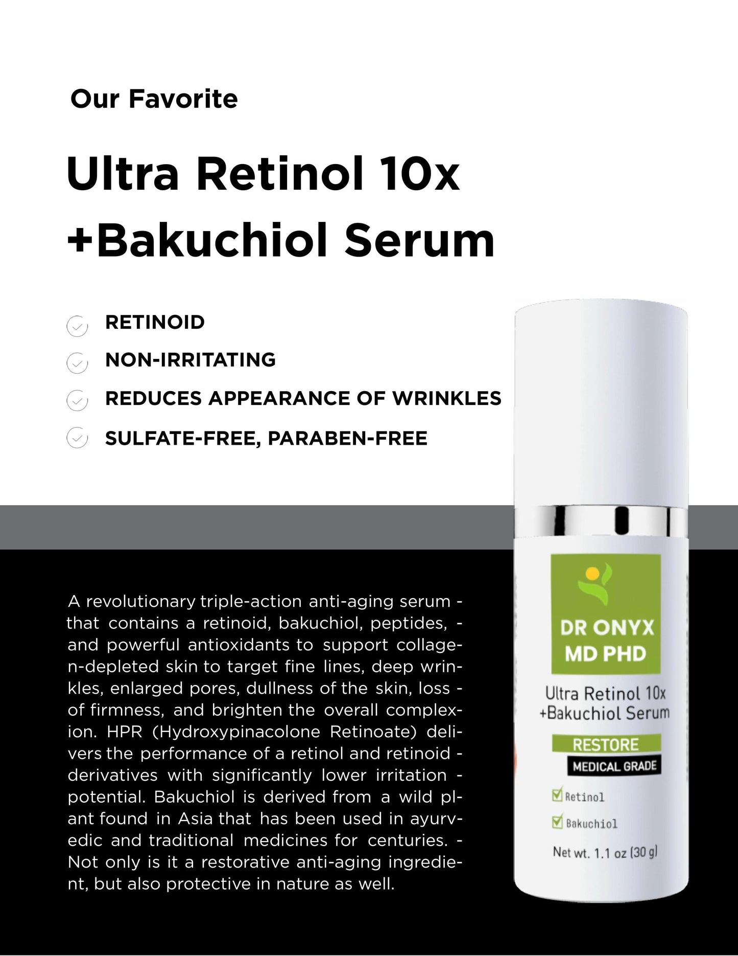 Retinol + Bakuchiol Age Defense Serum (MD PhD Formulated)