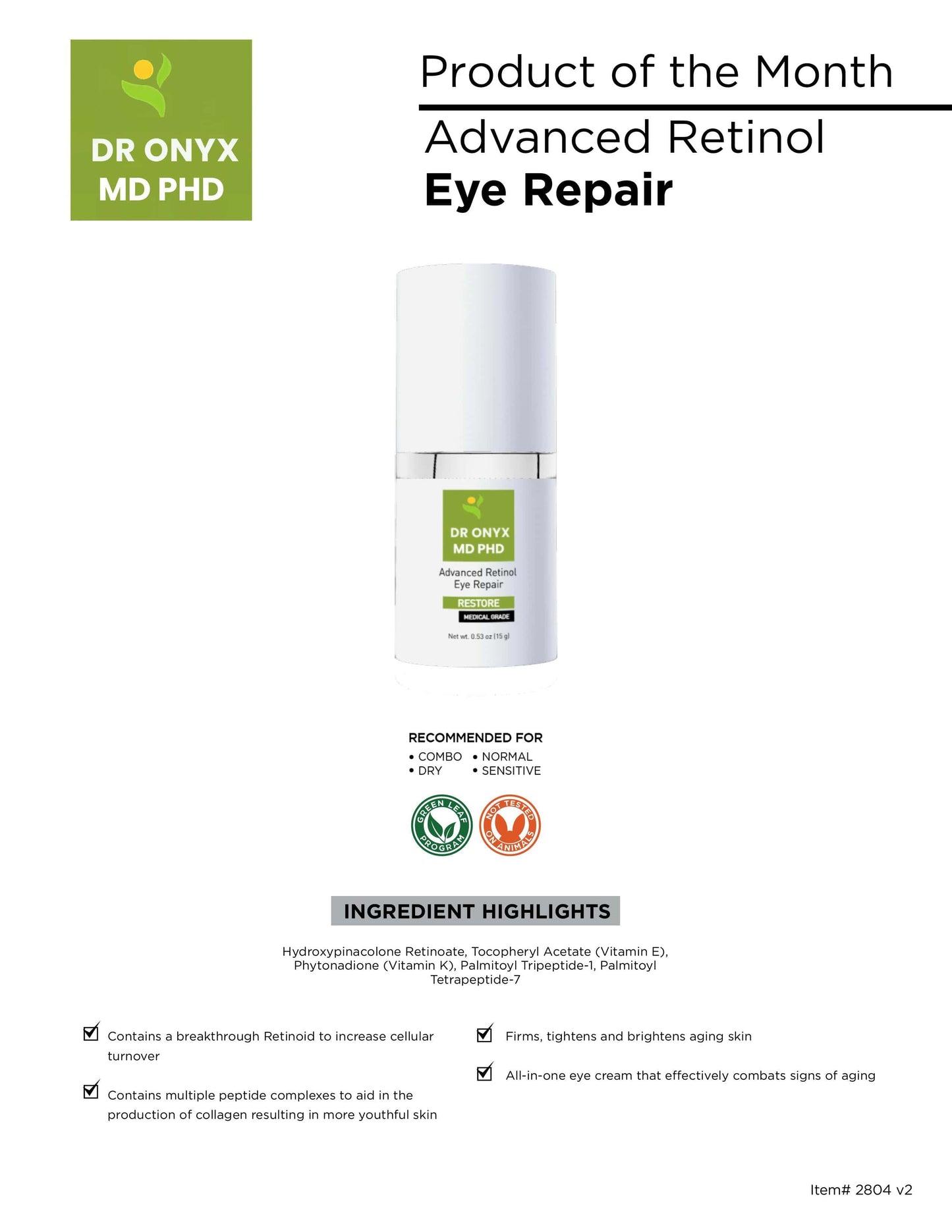 Encapsulated Retinol Eye Repair Cream (MD PhD Formulated)
