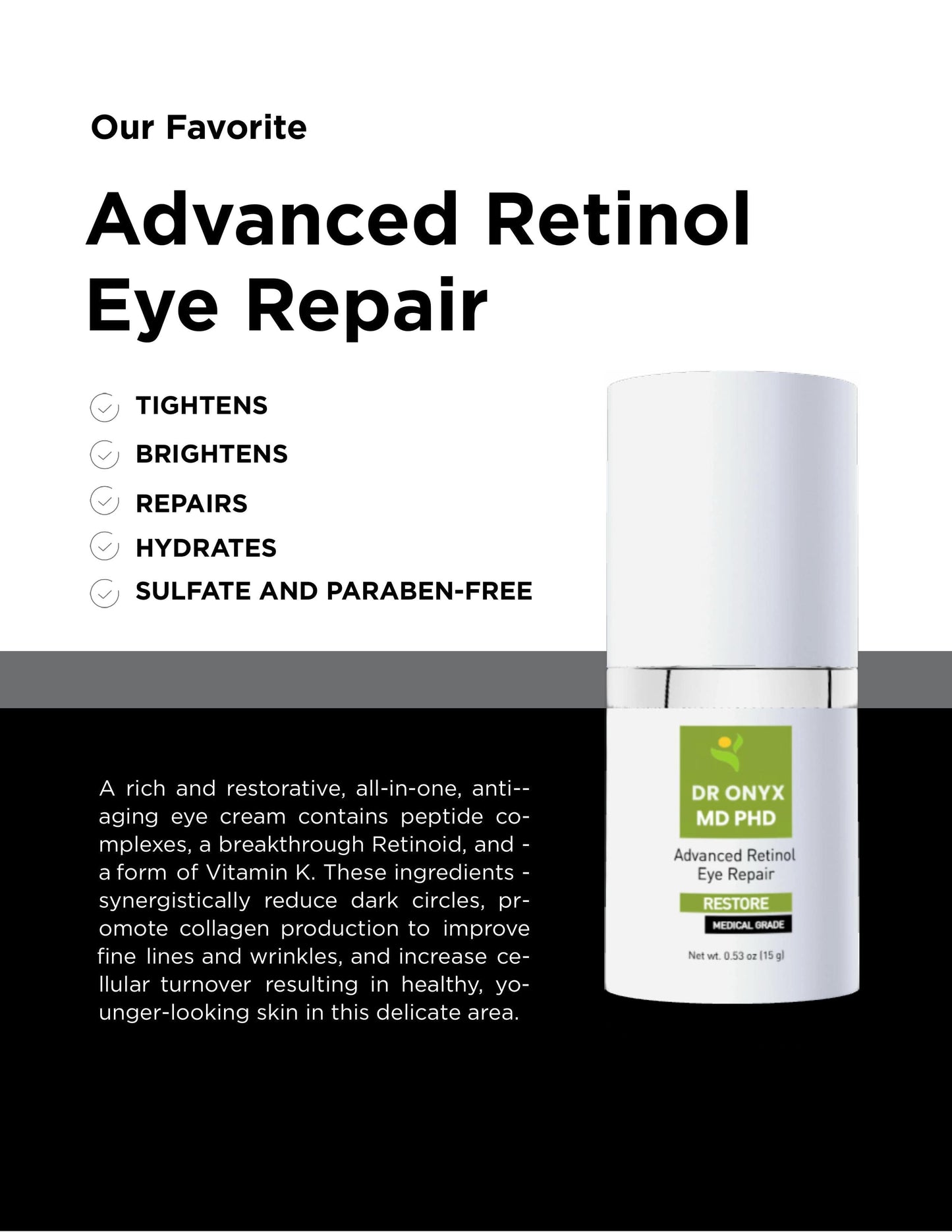 Encapsulated Retinol Eye Repair Cream (MD PhD Formulated)