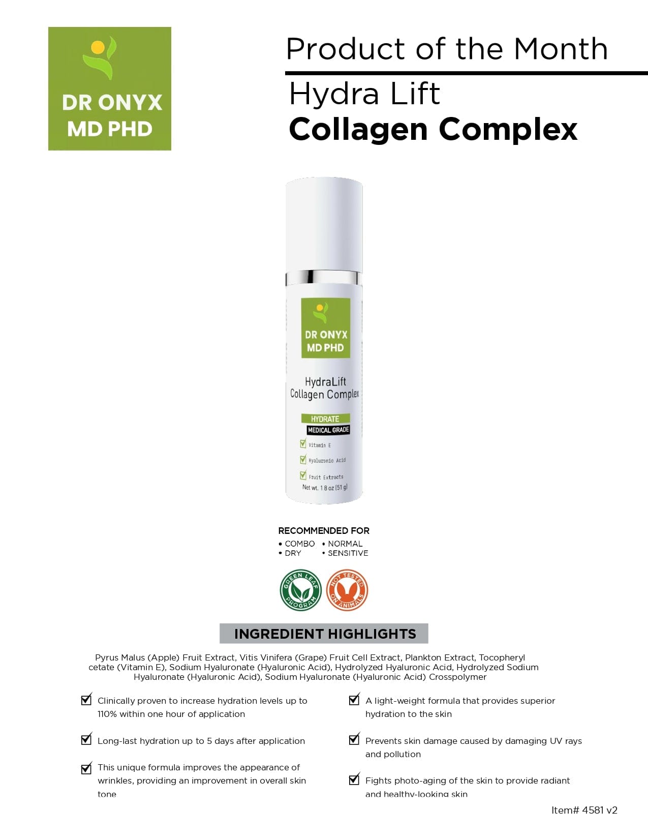 Intensive HydraLift Collagen Cream (MD PhD Formulated)