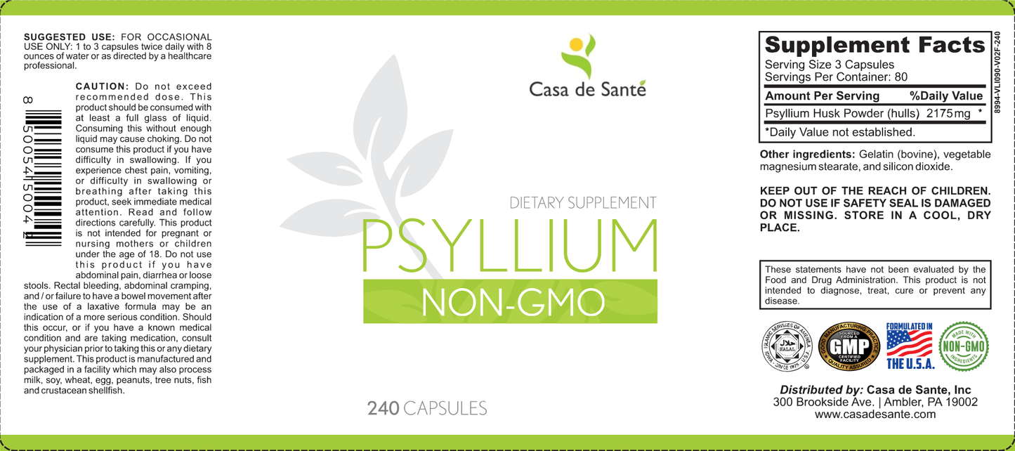 Psyllium, Non GMO, Low FODMAP, Low Histamine Fiber