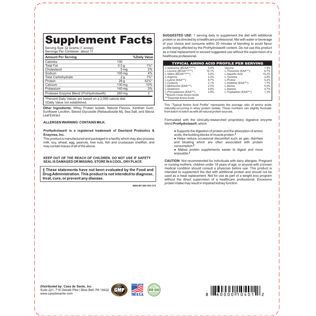 Whey (wpi) Vanilla Low FODMAP Protein Powder No Gluten Lactose Soy Sugar Or Grain Low Carb All Natural ProHydrolase 3x Protein Absorption Whey (wpi) Vanilla Low FODMAP Protein Powder No Gluten Lactose Soy Sugar Or Grain Low Carb All Natural ProHydrolase 3x Protein Absorption