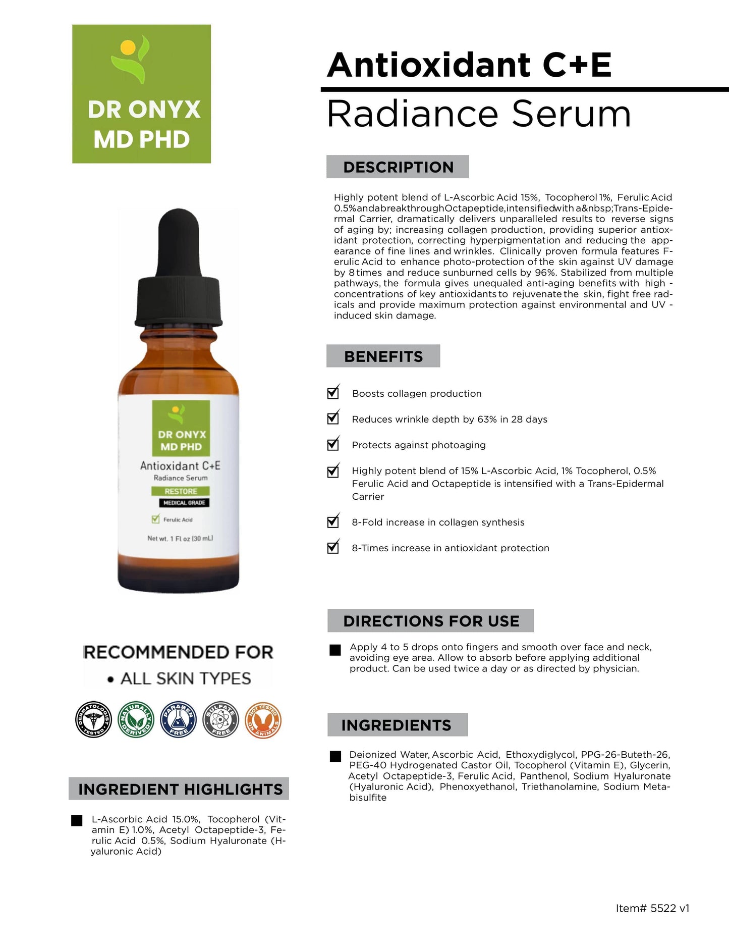 Advanced C+E Ferulic Antioxidant Serum (MD PhD Formulated)