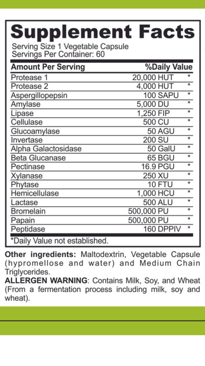 FODMAP Digestive Enzymes, Certified Low FODMAP| Manage IBS & Food Intolerances| Multi Enzyme Blend| Non GMO - casa de sante