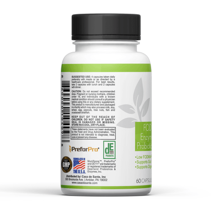 FODMAP Digestive Enzymes with Probiotics Prebiotics & Postbiotics Vegetarian & Raw Diets, IBS SIBO Food Intolerance Malabsorption Prevent Gas & Bloat - casa de sante
