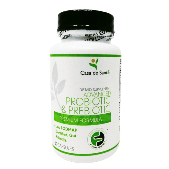 Low FODMAP Certified Advanced Probiotic & Prebiotic| Synbiotic, Vegan, non-GMO, Gluten/Dairy/Soy Free - casa de sante