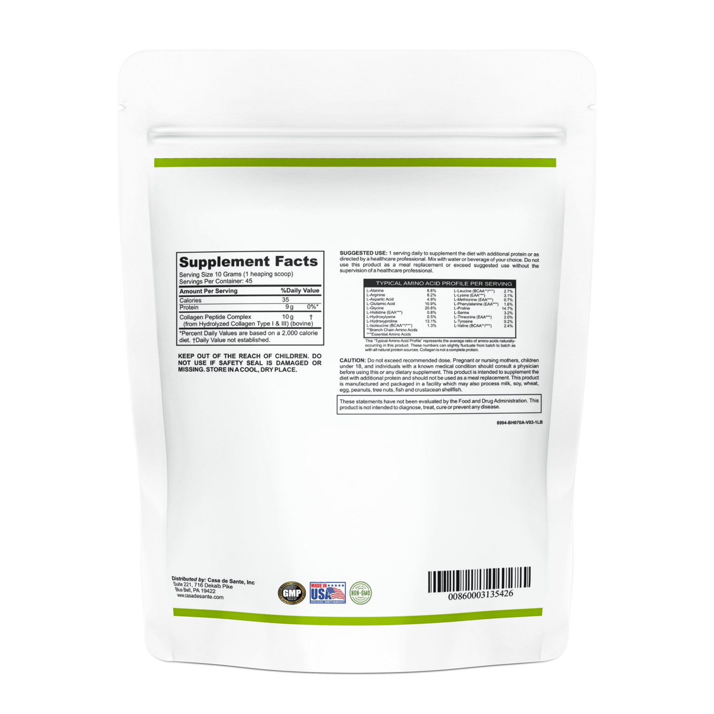 Low FODMAP Certified Elemental Collagen Peptides for IBS & SIBO| Keto Paleo Gut Friendly, Gluten Lactose Soy Sugar & Grain Free| No Carb, All Natural Non GMO - casa de sante