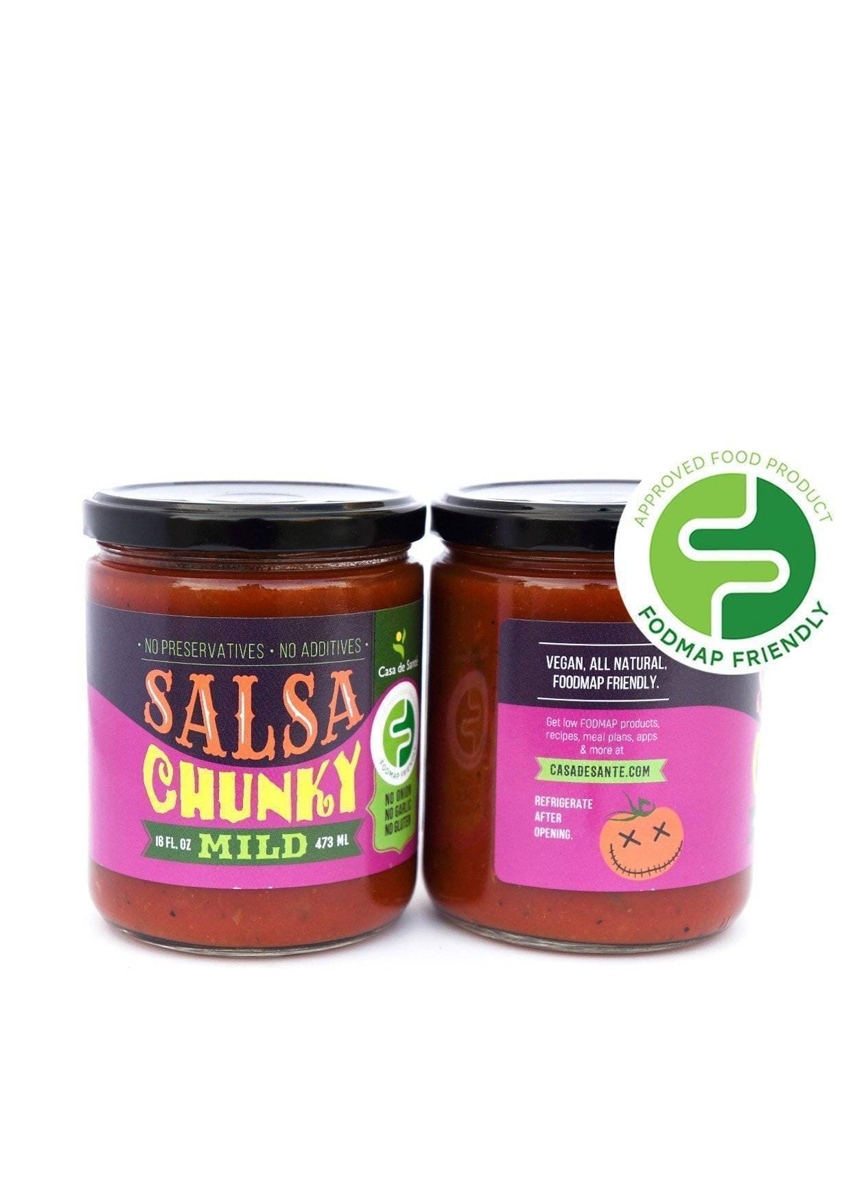 Low FODMAP Certified Salsa - No Onion No Garlic, Low Sodium, Gut Friendly, Artisan, Mild, Chunky (Pack of 3) - casa de sante