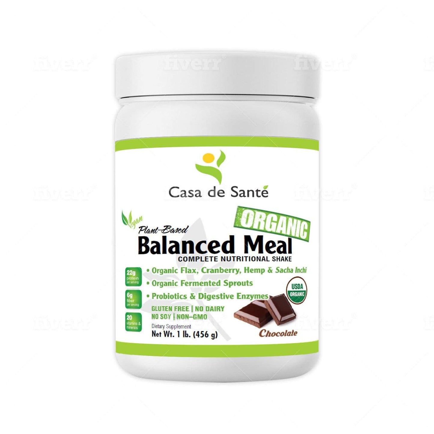 Low FODMAP Meal Organic Vegan Chocolate Keto, Paleo, IBS Safe Probiotics & Digestive Enzymes NO Gluten, Dairy, Soy, Grain & Sugar, All Natural Non GMO - casa de sante