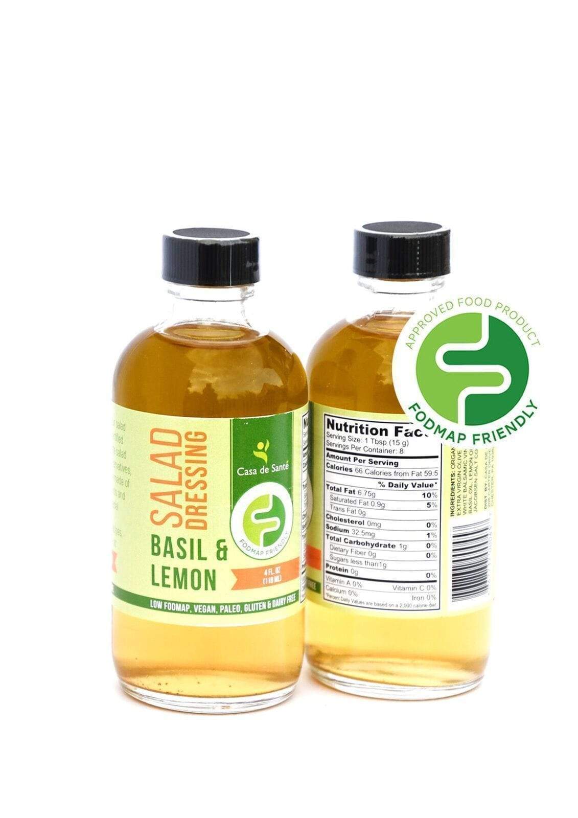 Low FODMAP Certified & AIP Salad Dressing (Basil & Lemon) - Essential Oil Balsamic Vinaigrette No Onion No Garlic Artisan Salad Dressing, Paleo-no onion no garlic low fodmap salad dressing-casa de sante